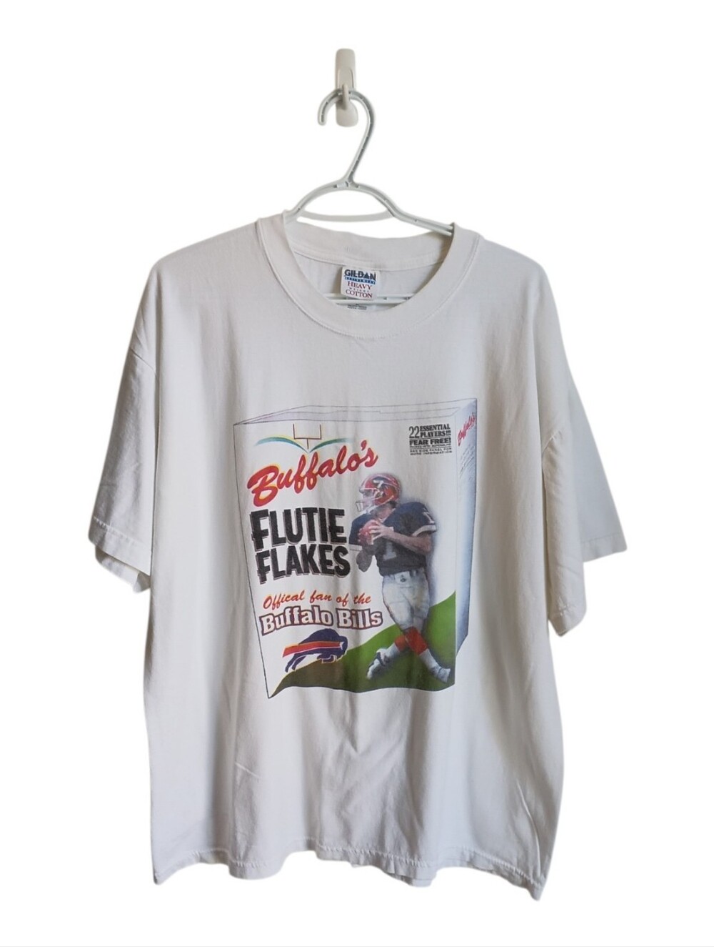 Vintage Y2K Gildan White Buffalo's Flutie Flakes Graphic Tee Buffalo Bills XL